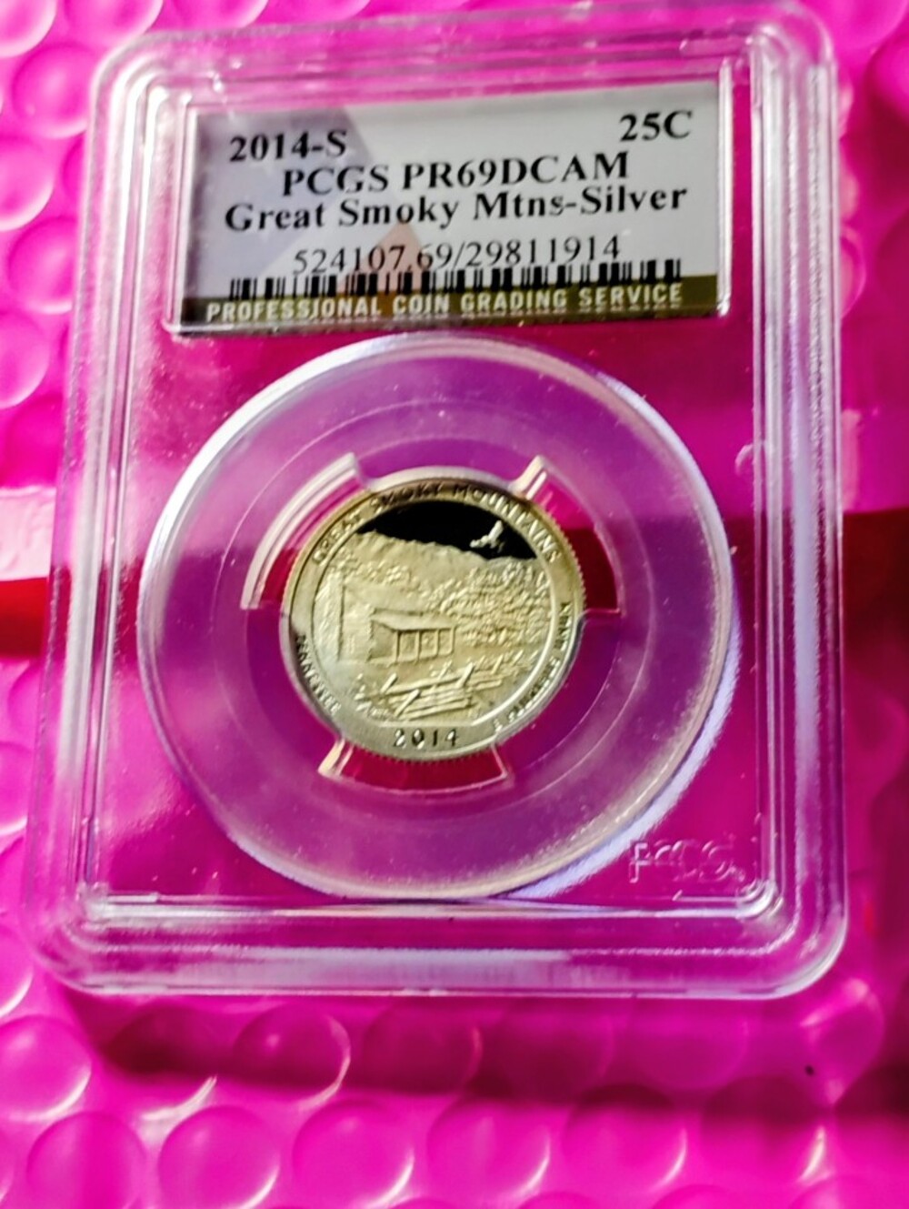 PCGS Graded  PF 69 2014-S Great Smoky Mountains Silver Quarter